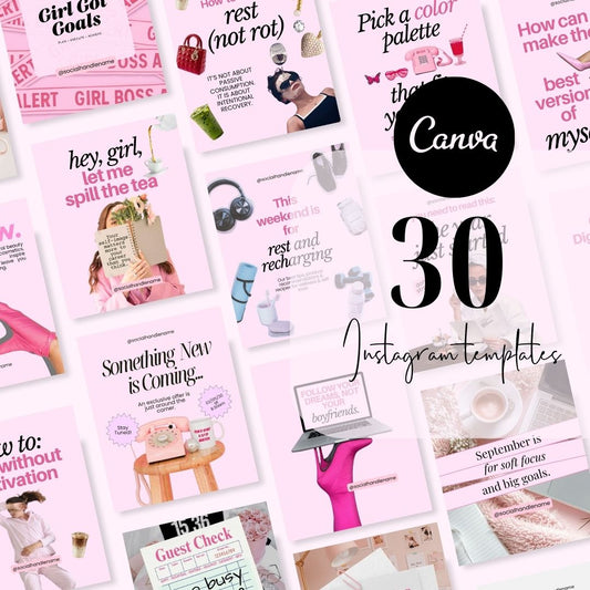 Branding Instagram Pink Aesthetic Trendy Post, Content Coach Business, IG Feed Social Canva