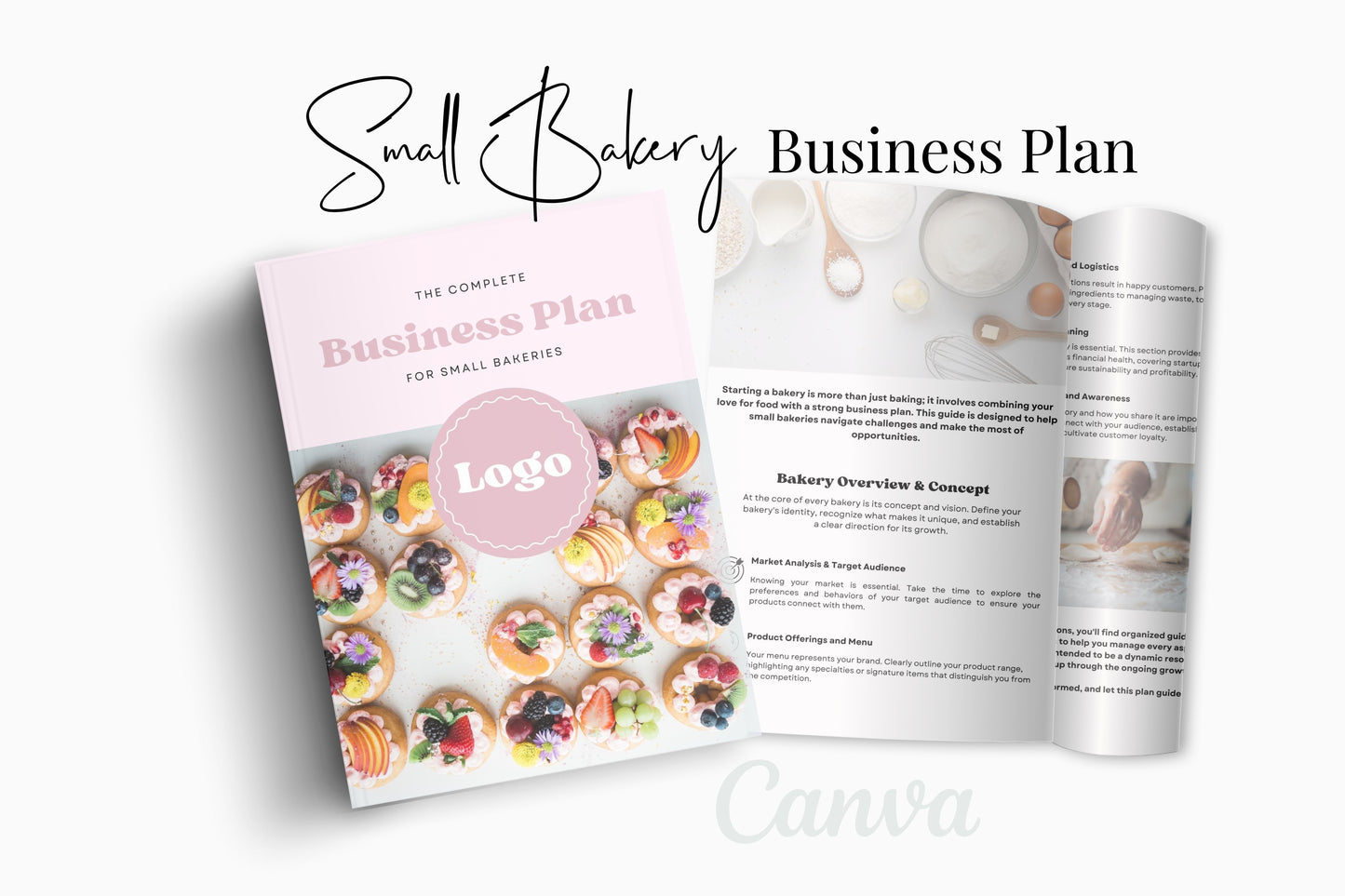 Small Bakery Business Plan Guide, Editable Business Plan Guide, Business Plan, Small Business Planner, Canva Templates