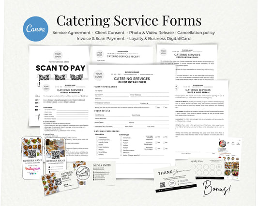 Catering Service Templates, Client Intake Form, Invoice Template – Edit in Canva