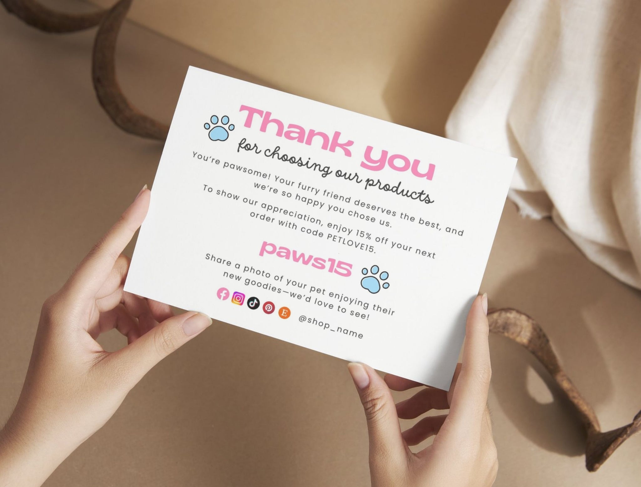 Pet Business Printable Canva Templates – Thank You & Loyalty Card, Door Hanger QR Code Fur Friends Light Blue Theme