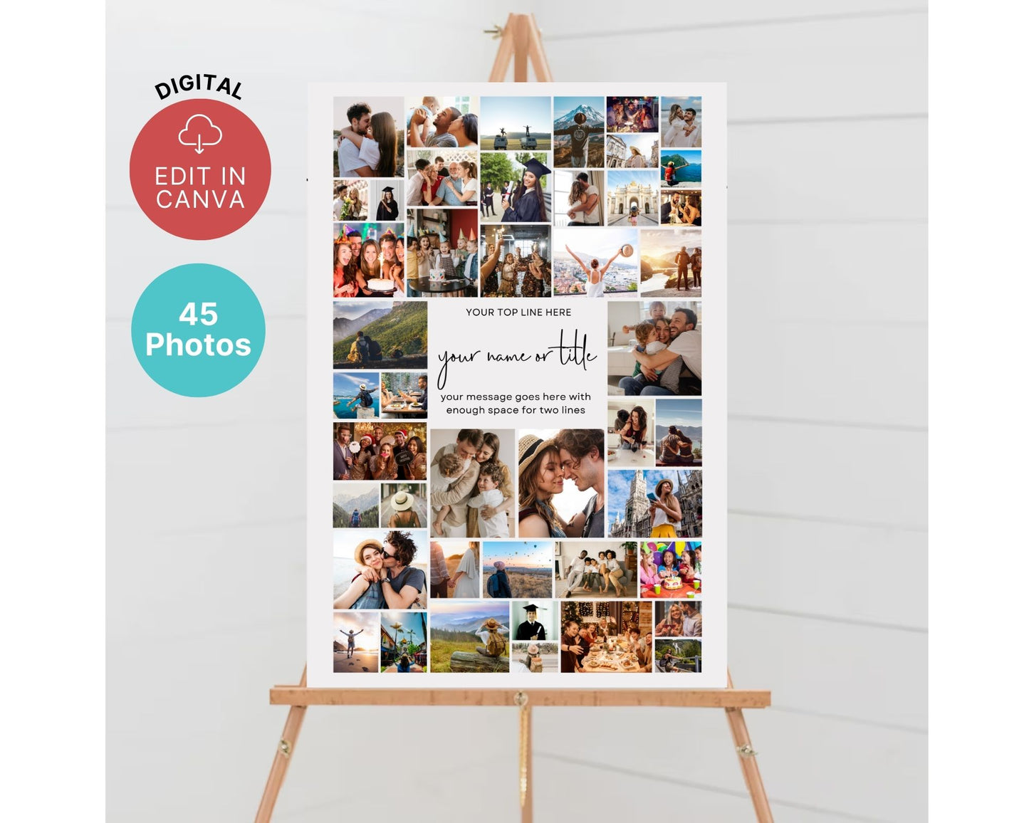 EDITABLE 45 Photo Collage, Welcome Sign, Poster Sign, Canva, DIGITAL