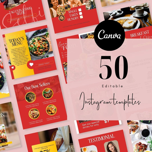 50 Food Service Red Theme Instagram Posts
