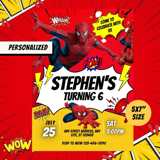 Spiderman Custom Birthday Invitation