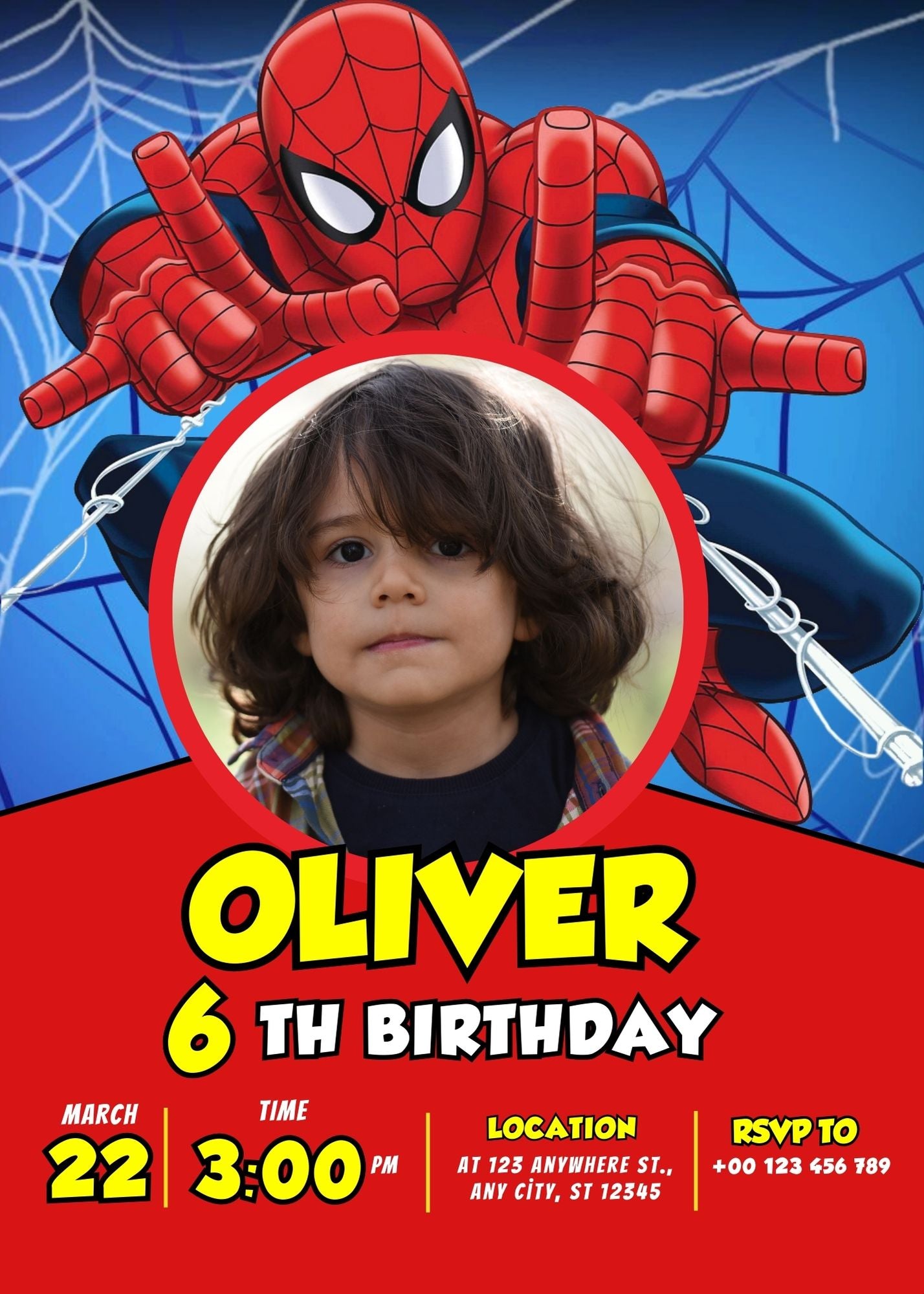 Spiderman Custom Birthday Invitation