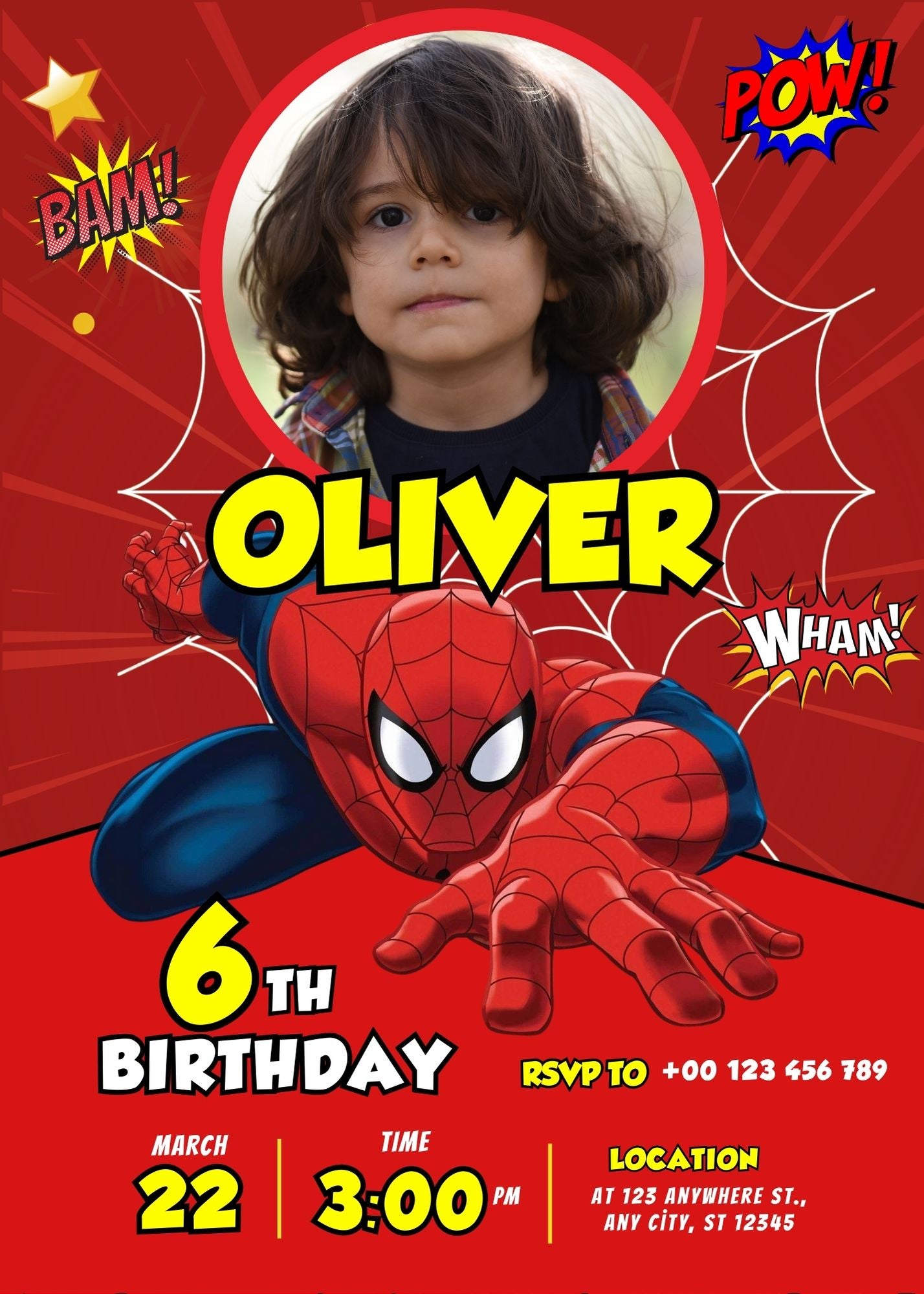 Spiderman Custom Birthday Invitation