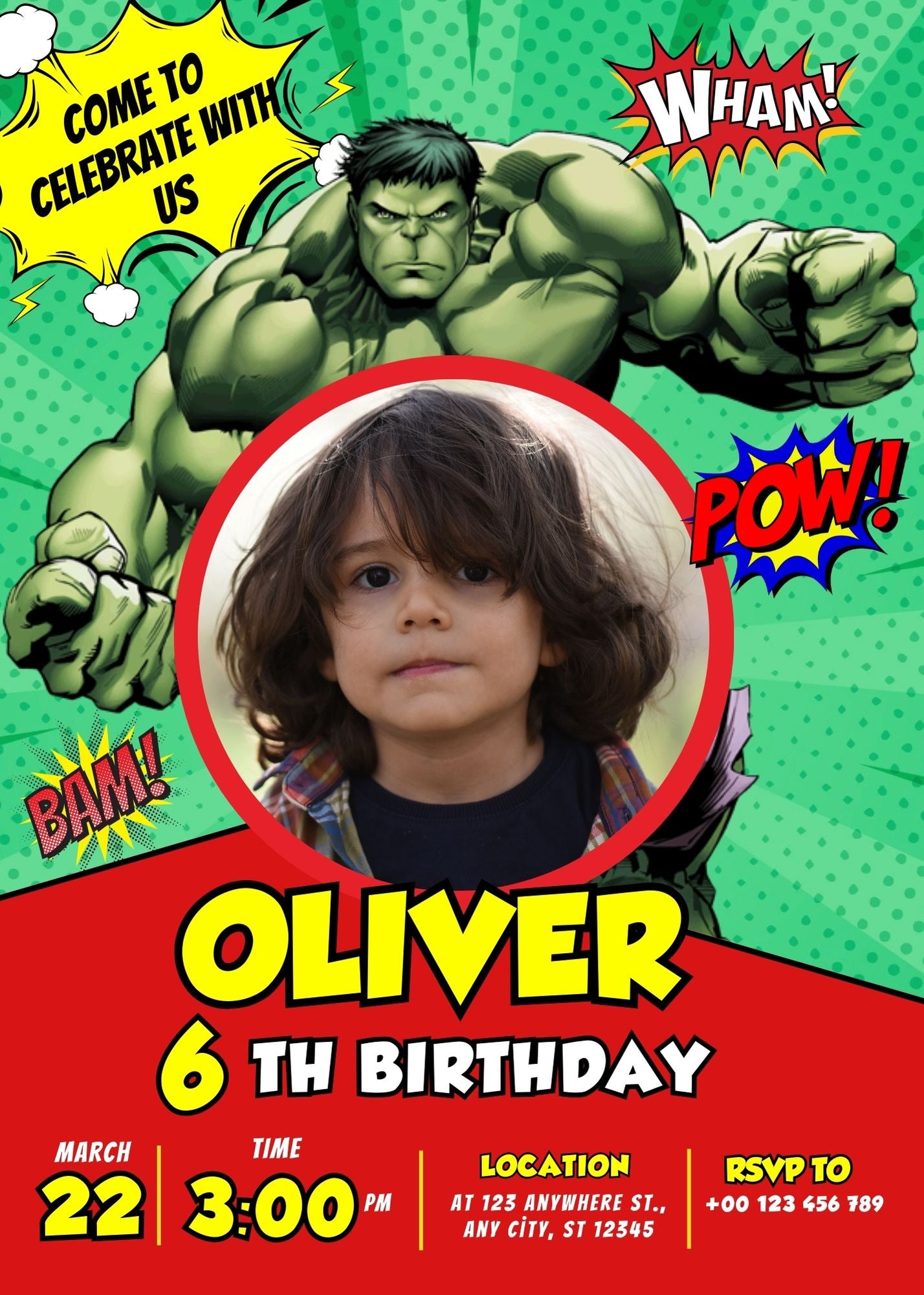 The Incredible Hulk Custom Birthday Invitation