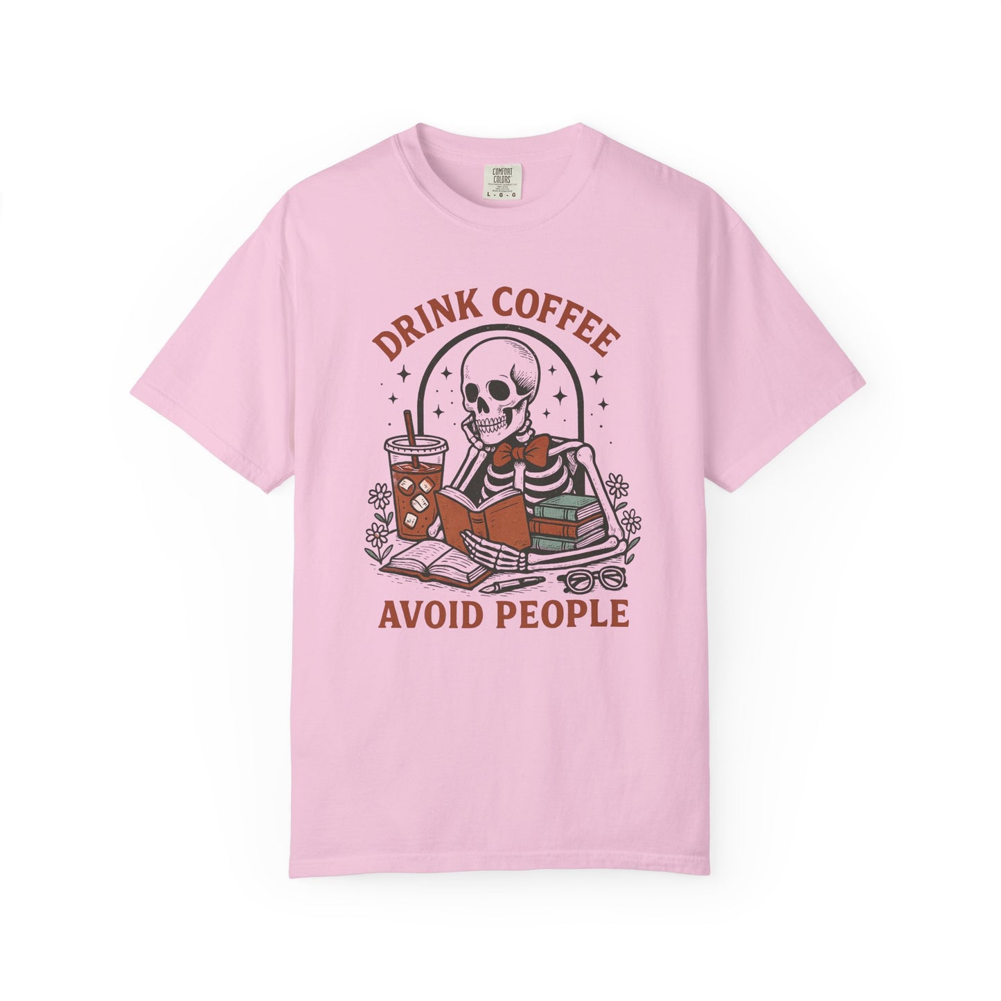 Drink coffee avoid people Unisex Garment-Dyed T-Shirt - Casual Vintage Style for Everyday Wear
