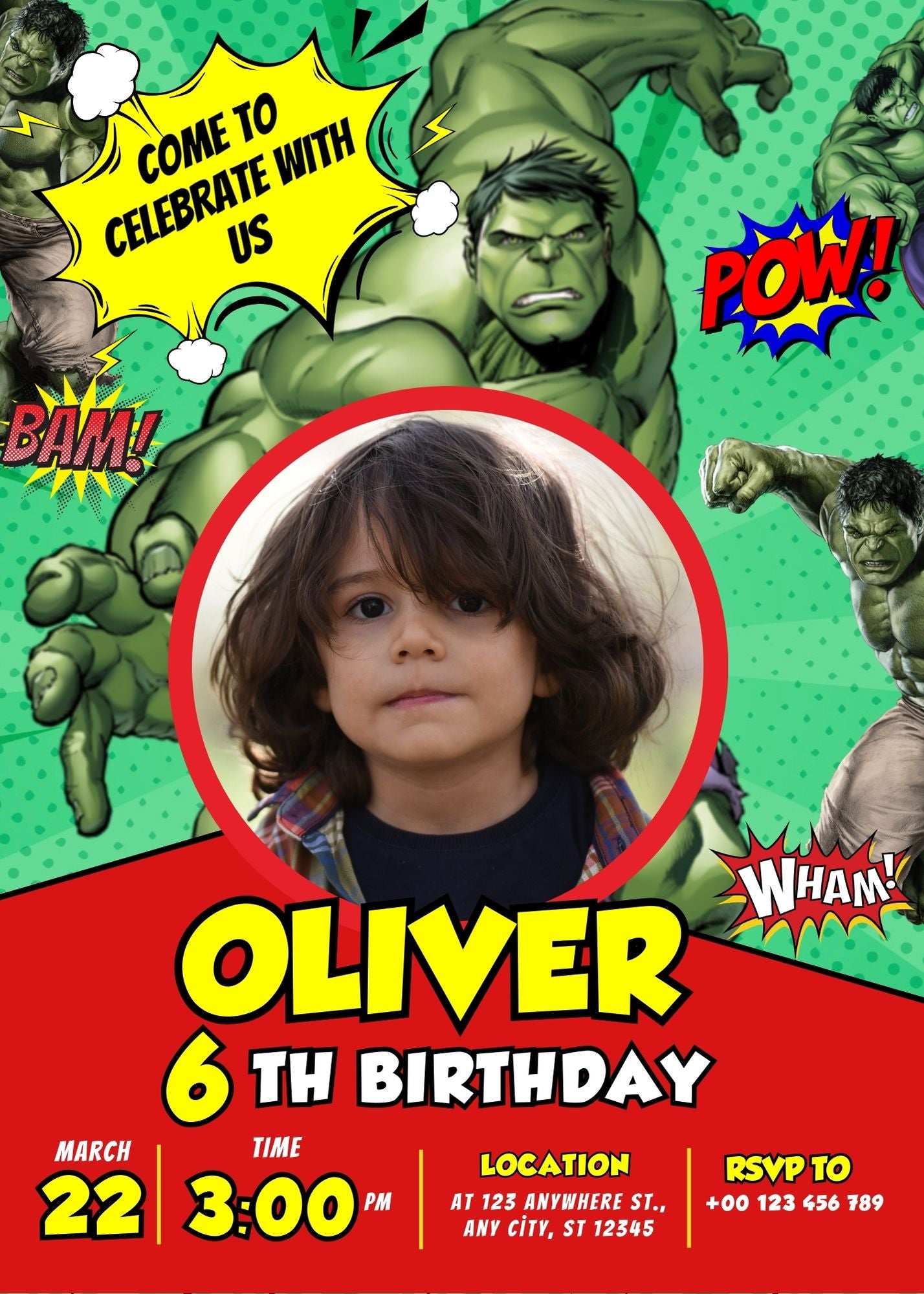 The Incredible Hulk Custom Birthday Invitation