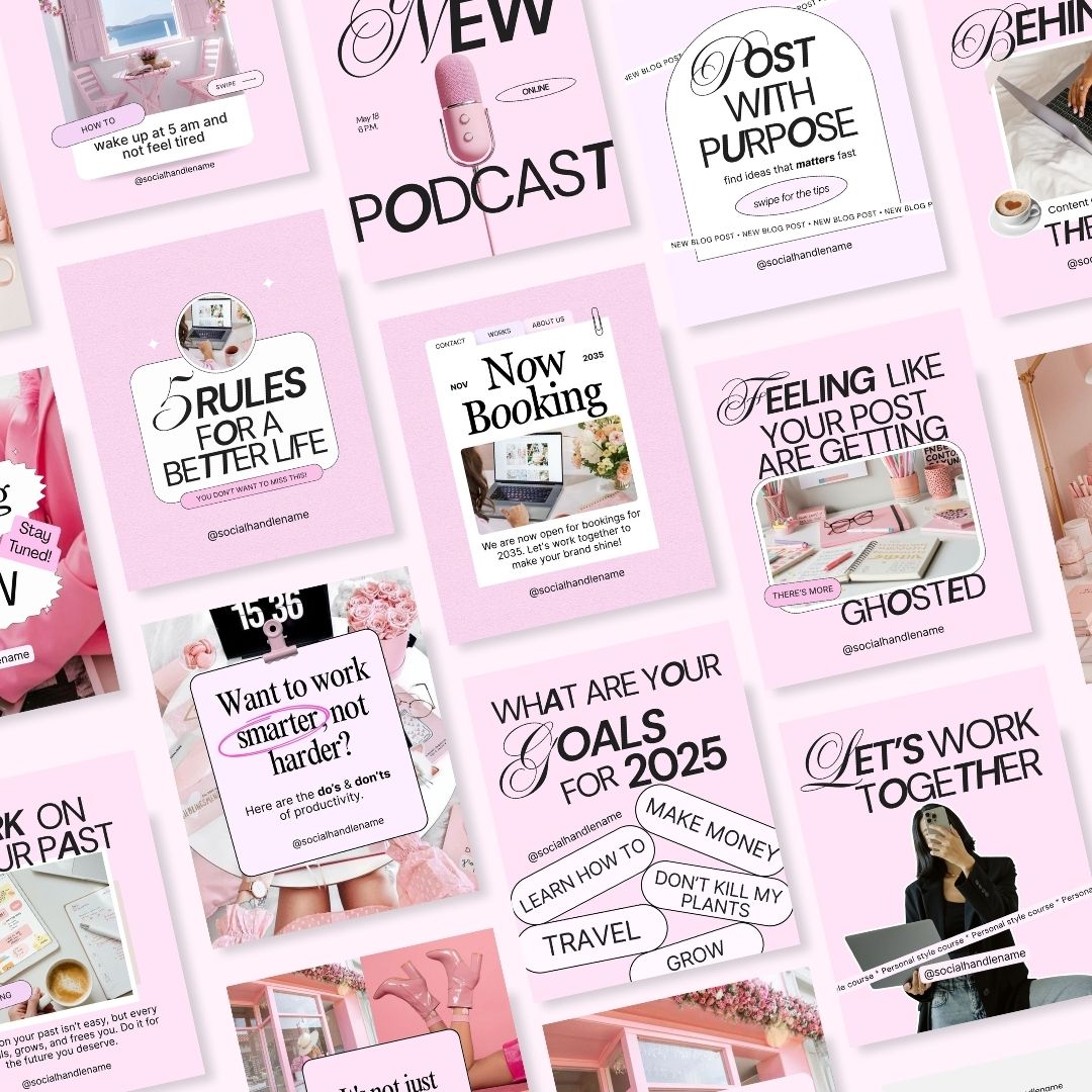 Branding Instagram Pink Aesthetic Trendy Post, Content Coach Business, IG Feed Social Canva 2