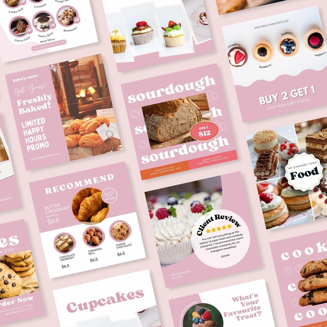 75+ Bakery Instagram Post Template, Editable Canva Template, Bakery Small Business, Social Media Post, 1080*1080 px