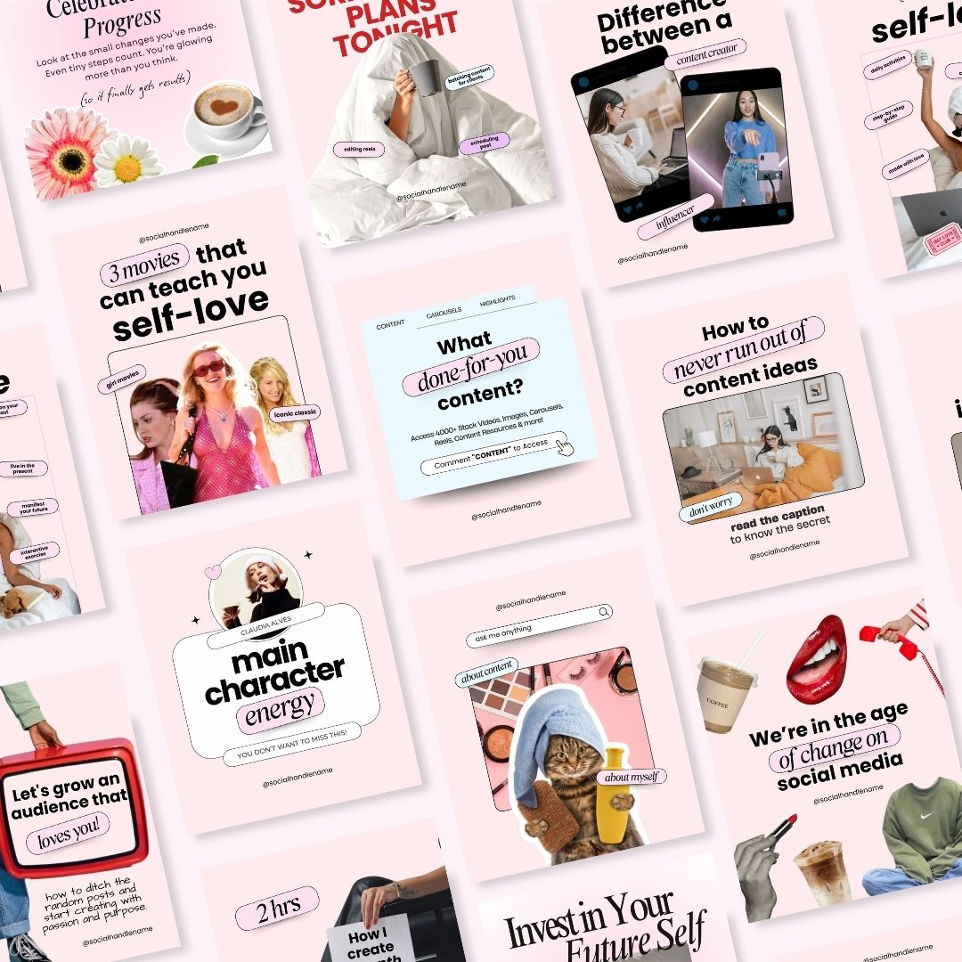 Girly Instagram Pink Aesthetic Trendy Post, Content Creator, IG Feed Social Canva