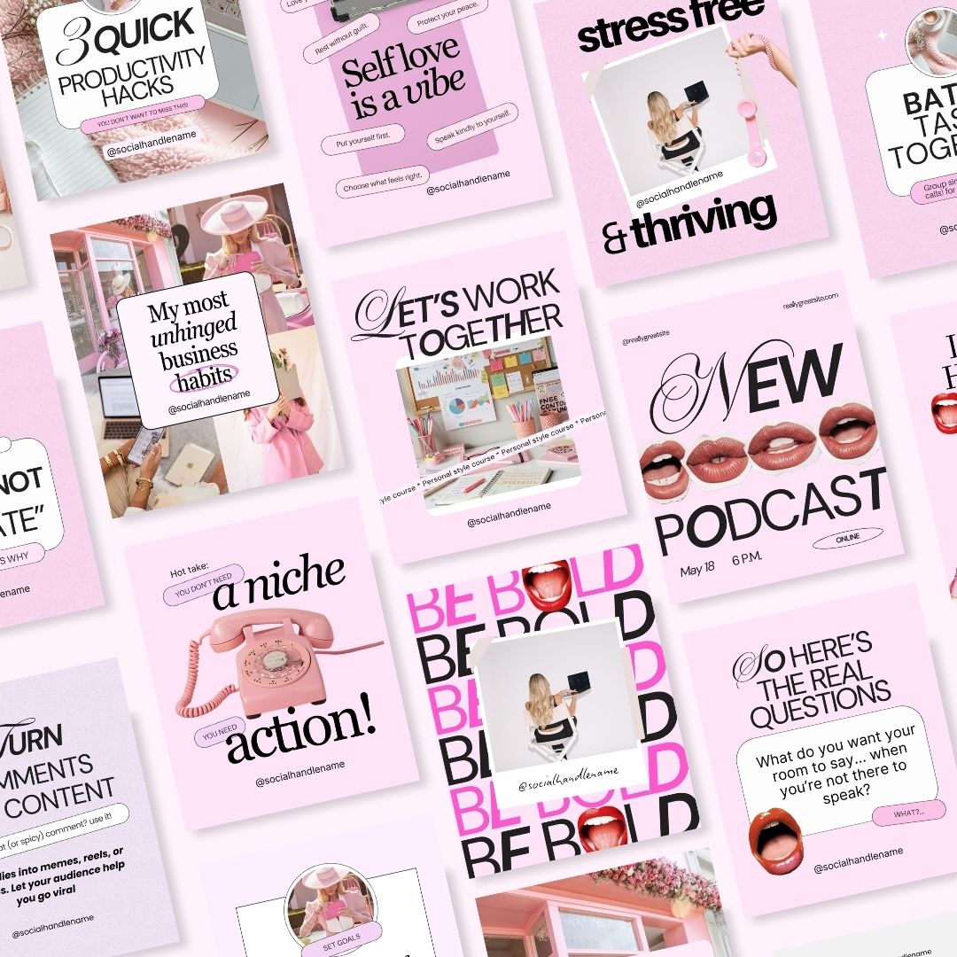 Branding Instagram Pink Aesthetic Trendy Post, Content Coach Business, IG Feed Social Canva 3
