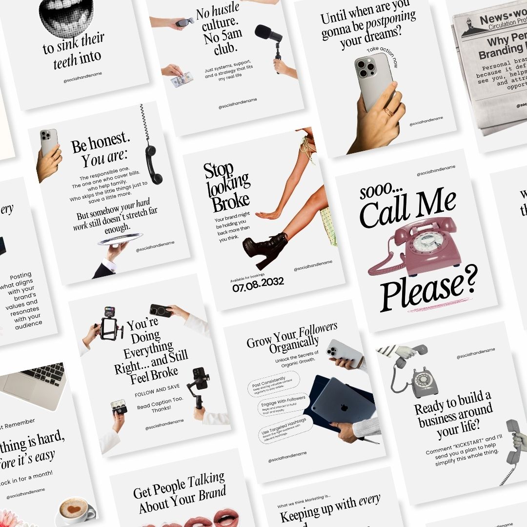 Branding Instagram Beige Aesthetic Trendy Post, Content Coach Business, IG Feed Social Canva