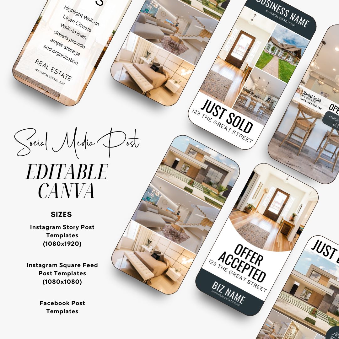 Real Estate Template Bundle, Canva Bundle, Canva Templates, Instagram Templates, Guide, Checklist and Newsletter, Realtor Templates