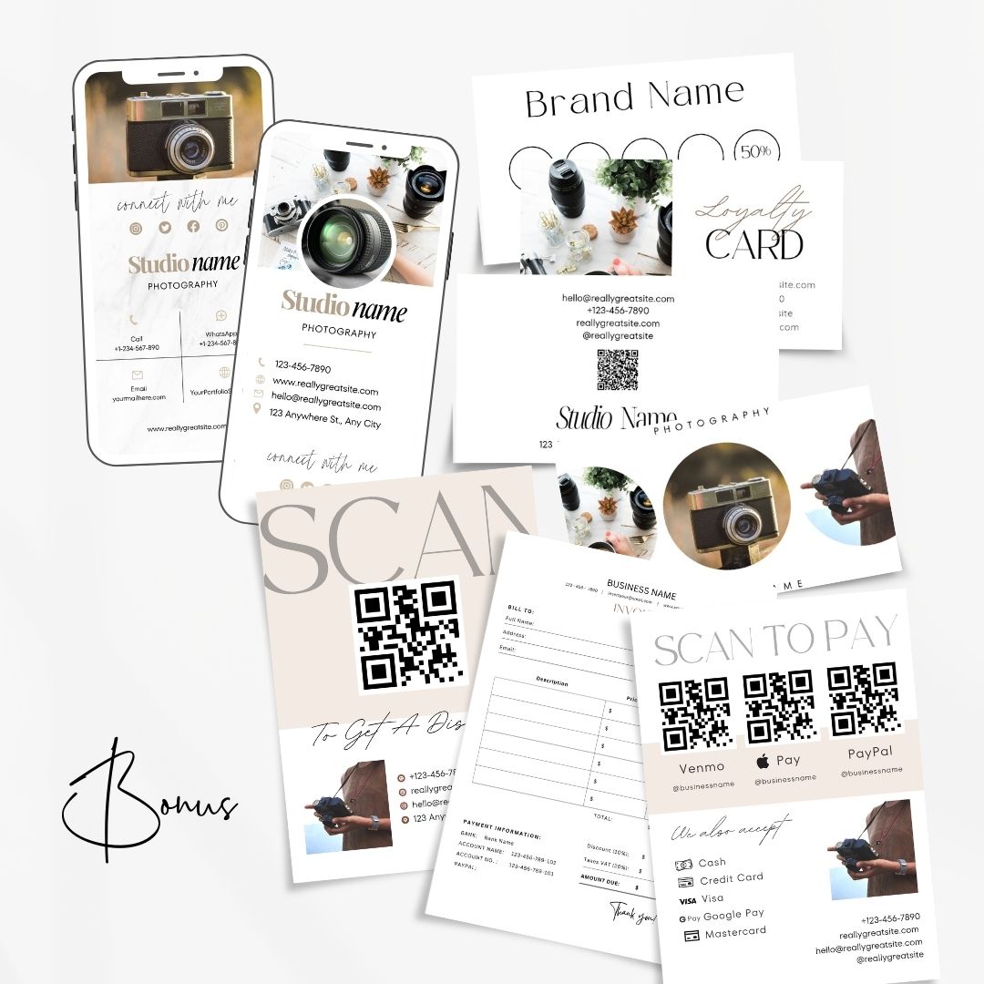 Photography Bundle Templates, Client Contract Template, Editable Photography Forms, Client Agreement, Business Card, Canva Template