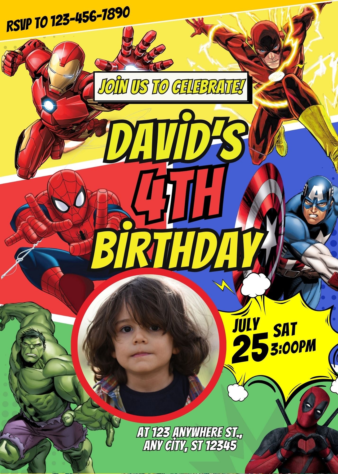 Superheroes Custom Birthday Invitation