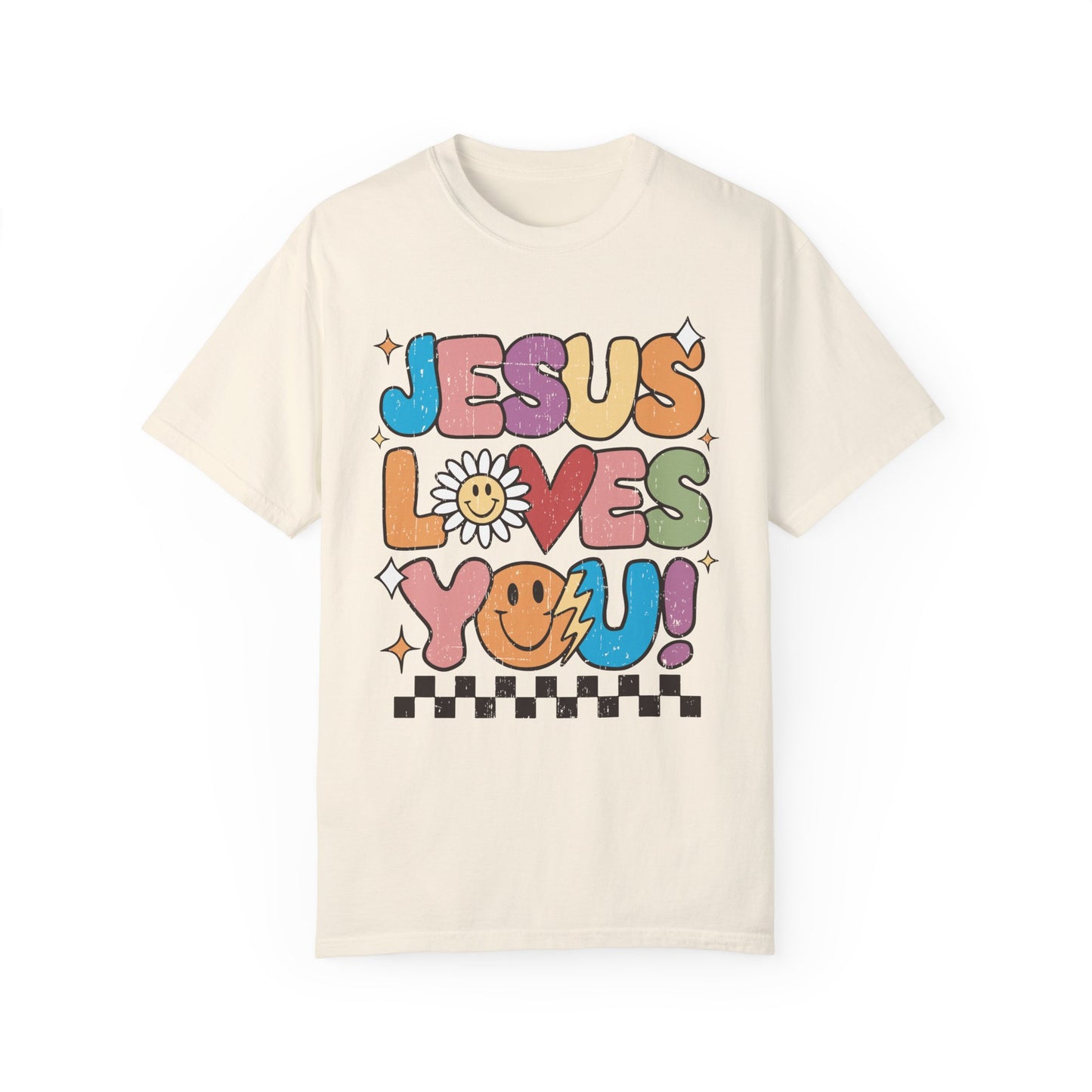 Jesus Loves you! Unisex Garment-Dyed T-Shirt - Casual Vintage Style for Everyday Wear