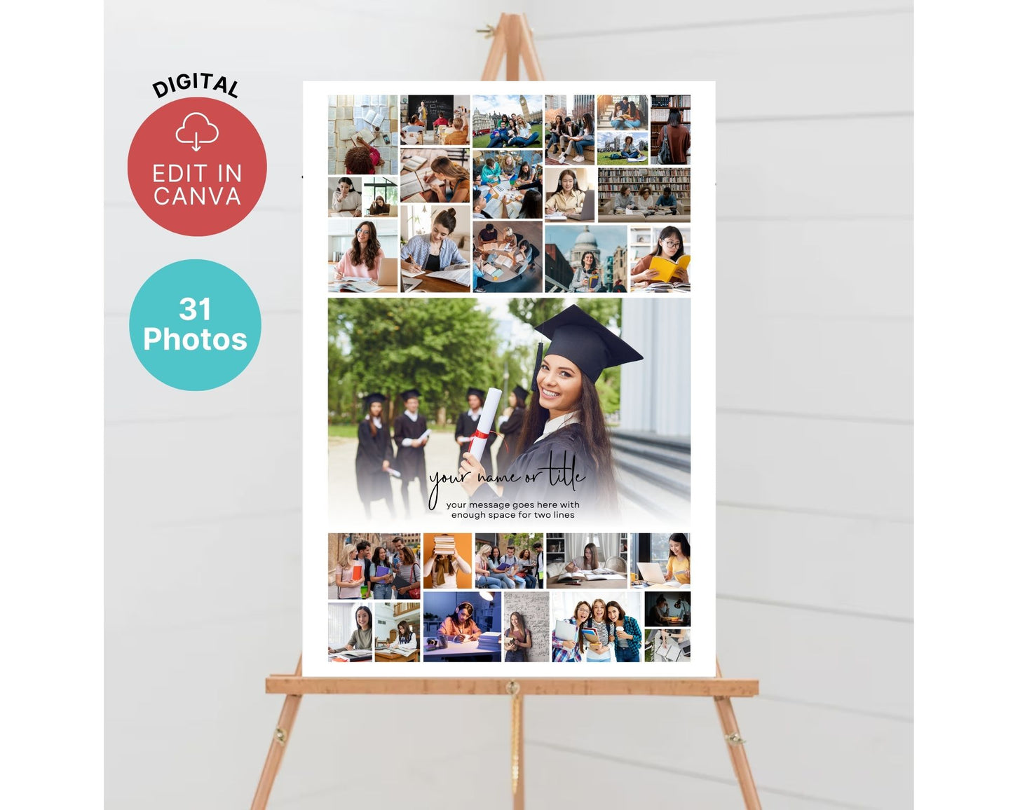 EDITABLE 31 Photo Collage, Graduation Welcome Sign, Graduation Poster Sign, Canva, DIGITAL