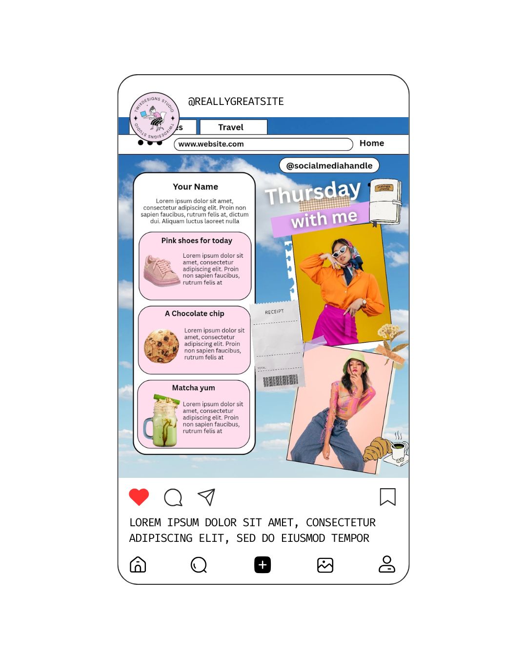 Daily Life Screen Social Media Instagram Reels Post Editable Canva Template