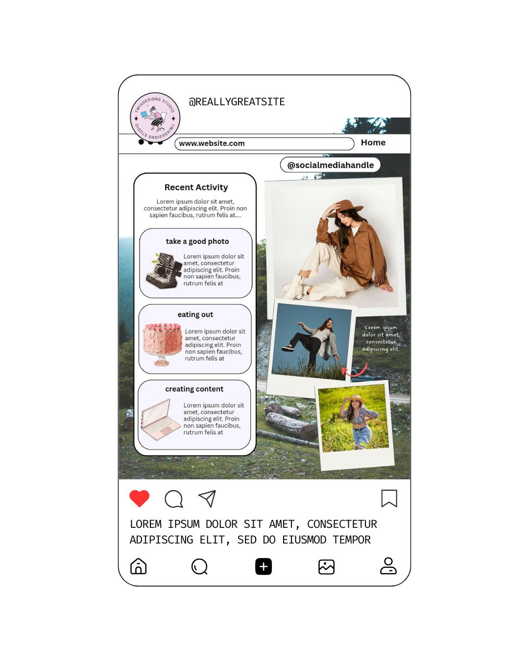 Daily Life Screen Social Media Instagram Reels Post Editable Canva Template