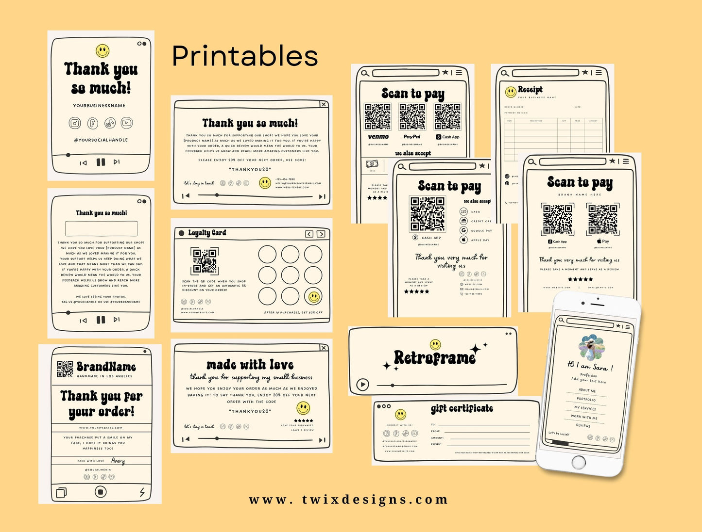 Branding Kit Retroframe Canva Templates Product Fashion Coach Etsy Kit Retro Drawn Beige Theme