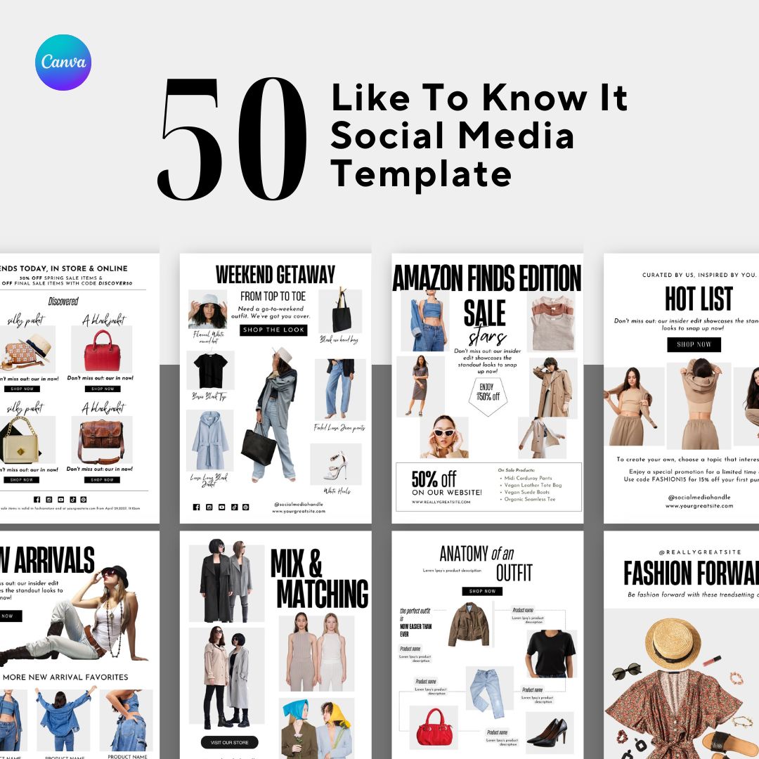 50 Editable LTK Fashion Template 2, Like To Know It Social Media Template, Canva Template