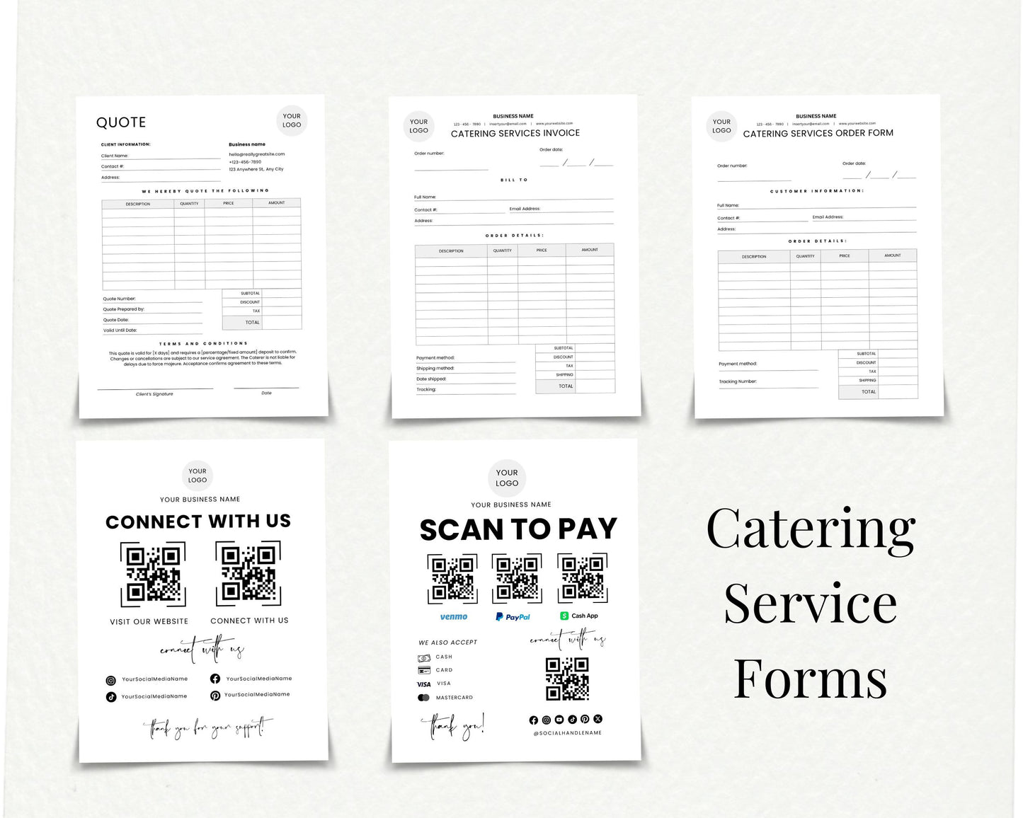 Catering Service Templates, Client Intake Form, Invoice Template – Edit in Canva