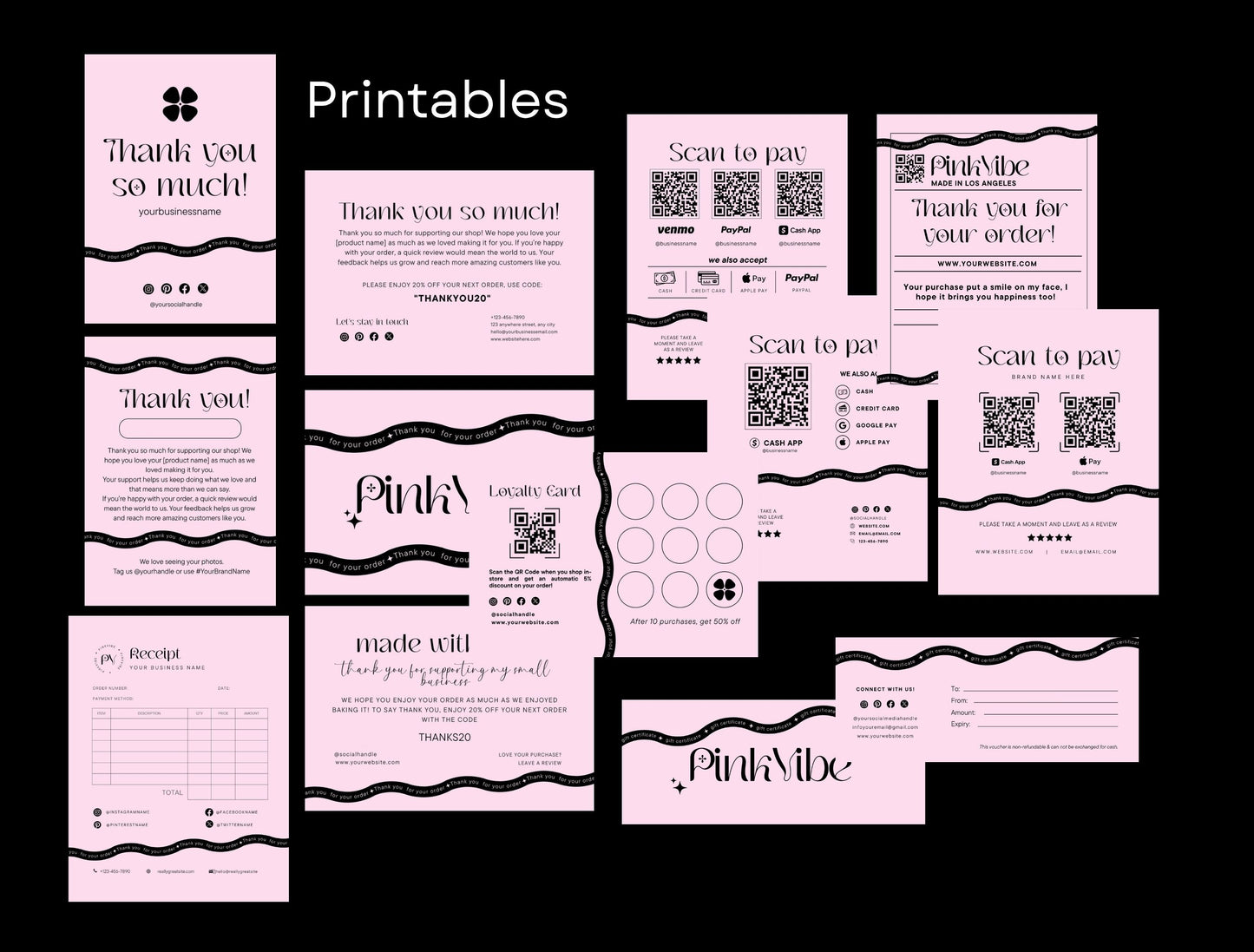 Branding Kit Pinkvibe Canva Templates Product Fashion Coach Etsy Kit BlackPink Theme