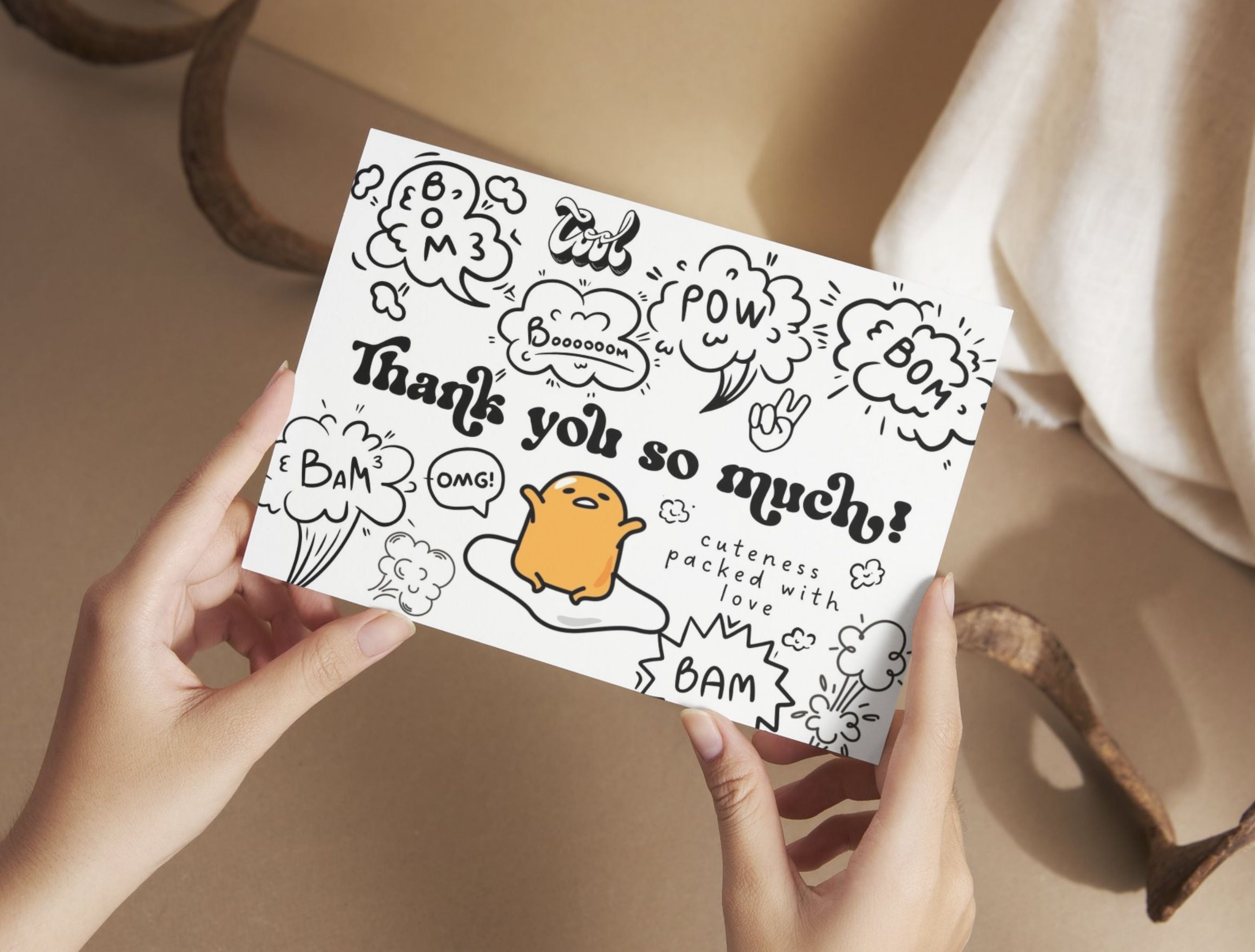 Small Business Printable Canva Templates – Thank You & Loyalty Card, Gift Certificate, QR Code Payment Gudetama Playful Fun Theme