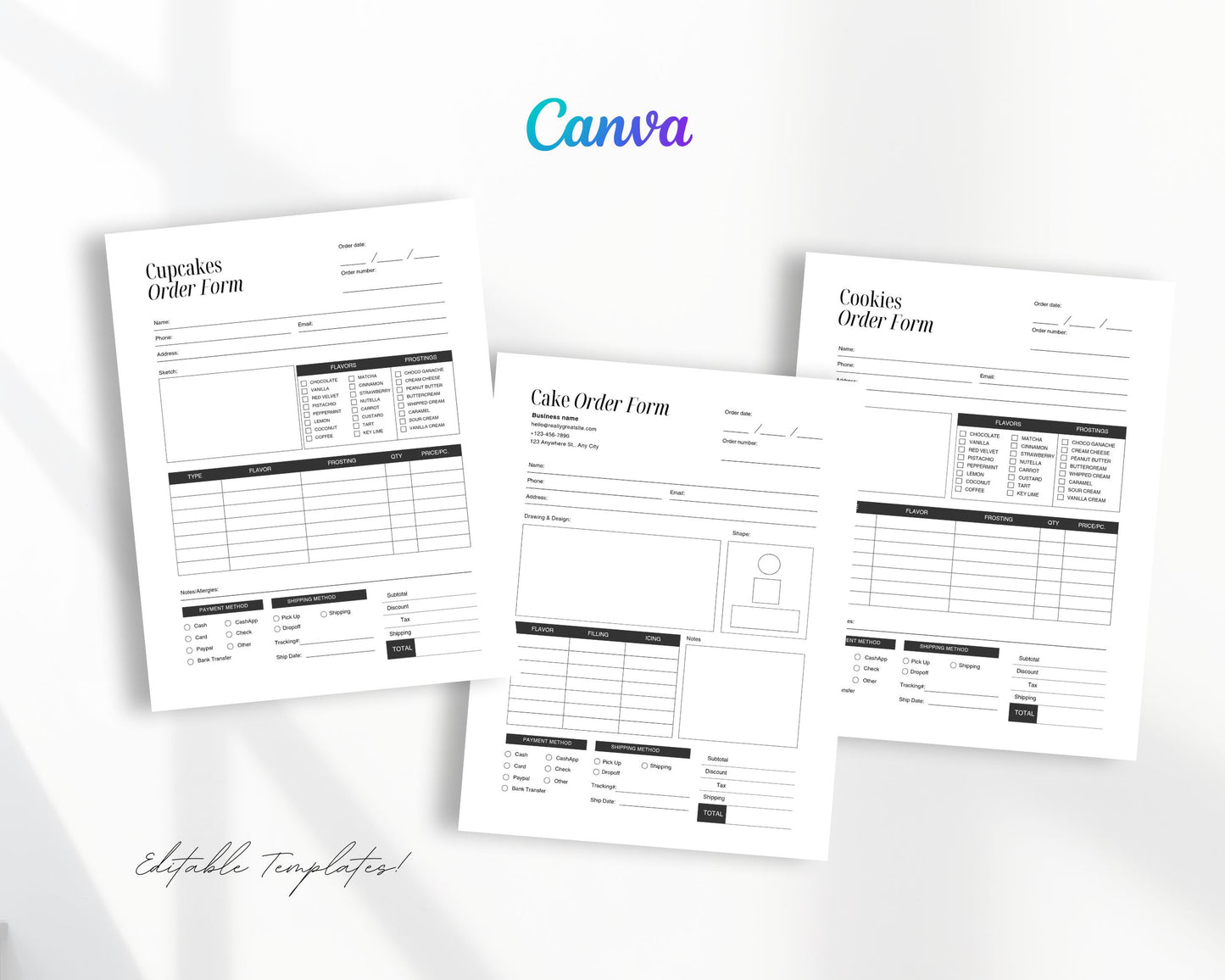 Cake Contract Printable, Contract form, Order Form, Business signs, Editable Canva Template, Bakery Small Business, US letter size