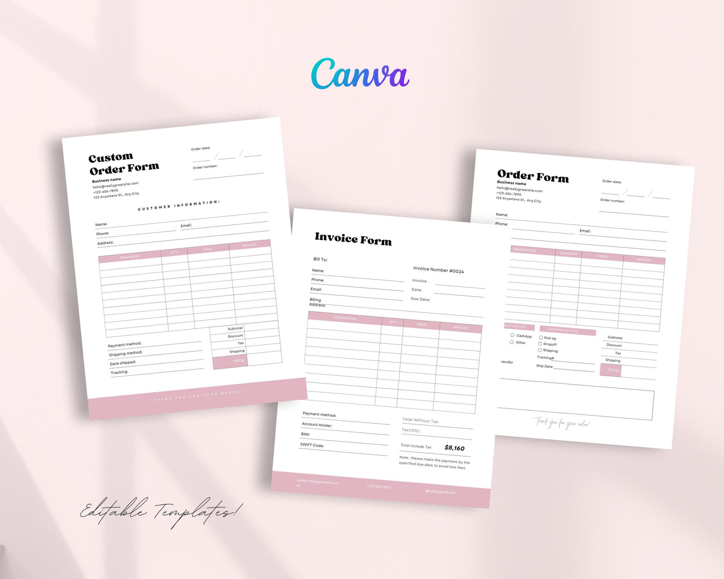 Cake Contract Printable, Contract form, Order Form, Business signs, Editable Canva Template, Bakery Small Business, US letter size