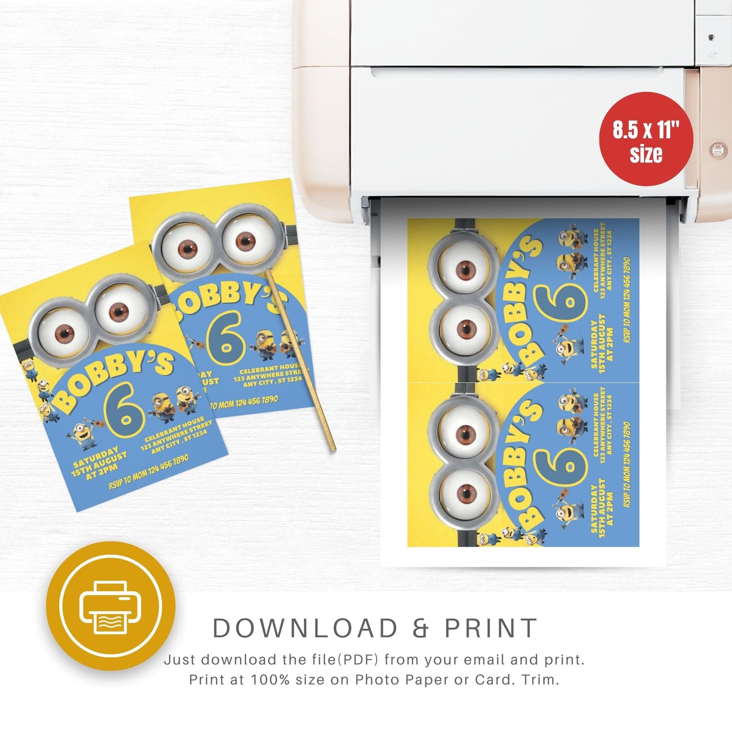 Yellow Minions Custom Birthday Invitation