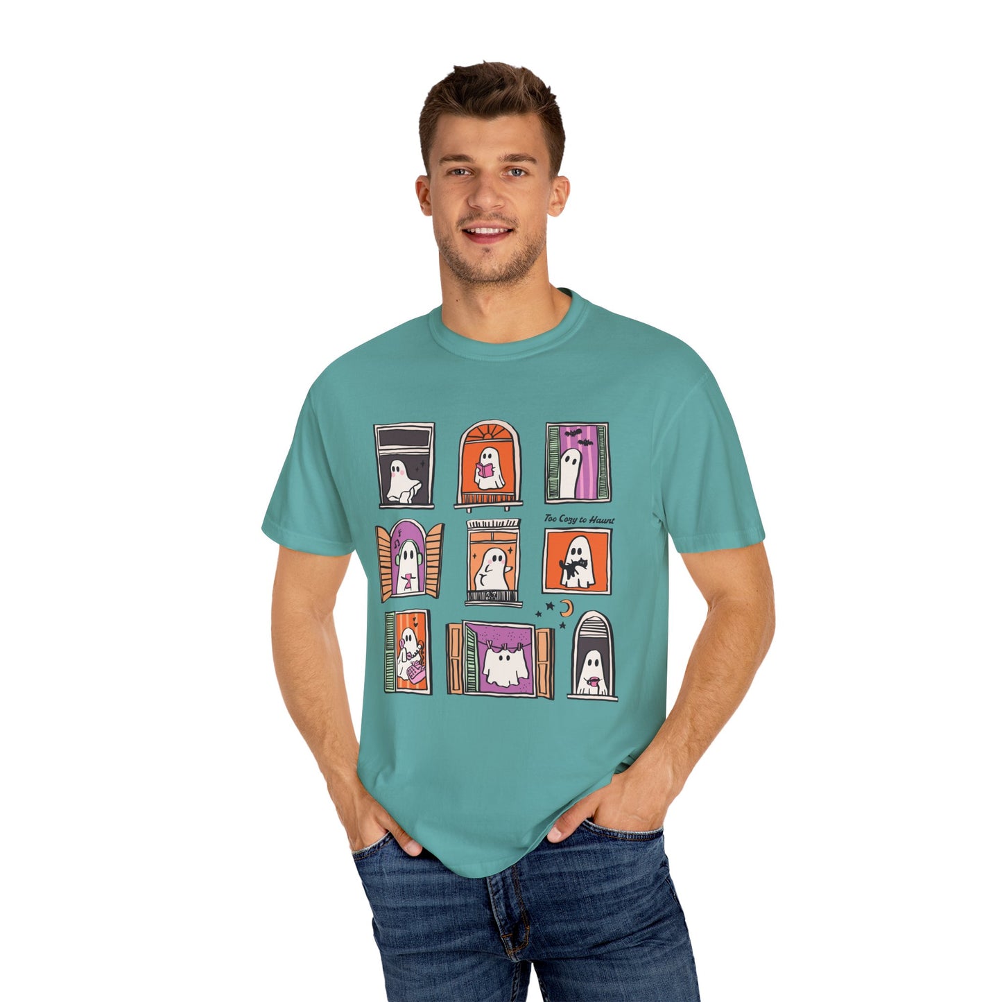 Cute Boos Halloween Unisex Garment-Dyed T-Shirt - Casual Vintage Style for Everyday Wear