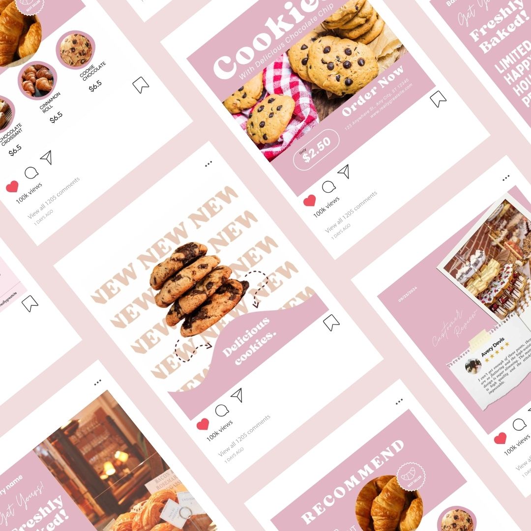 75+ Bakery Instagram Post Template, Editable Canva Template, Bakery Small Business, Social Media Post, 1080*1080 px