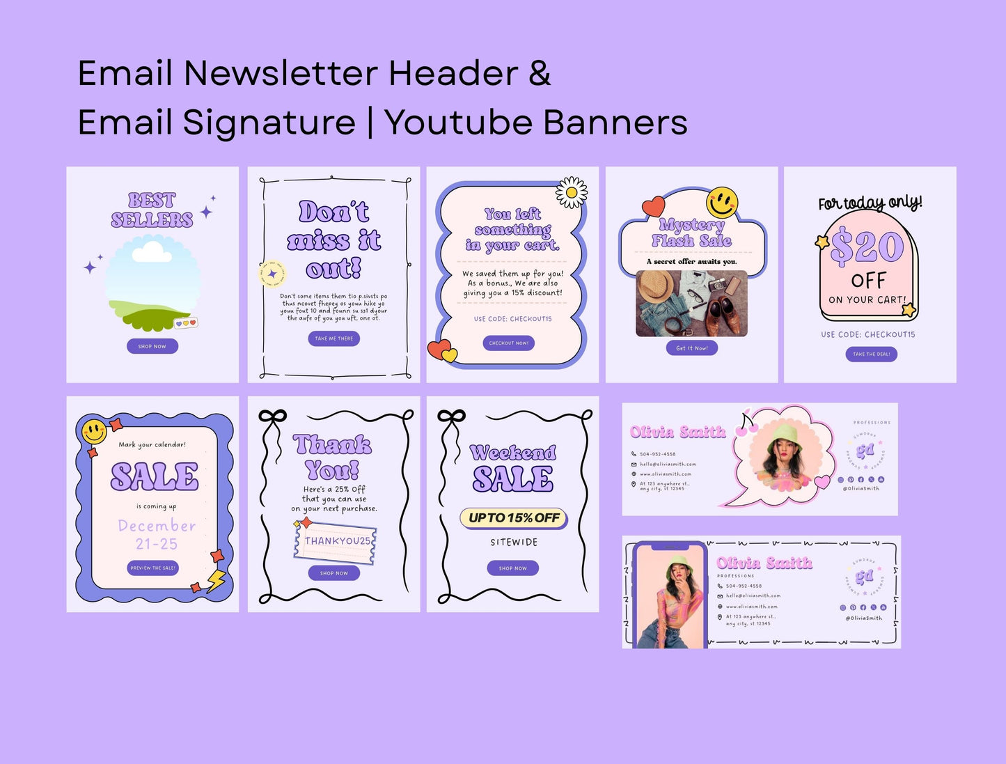 Branding Kit Cute Gumdrop Canva Templates Product Fashion Coach Etsy Kit Purple Theme