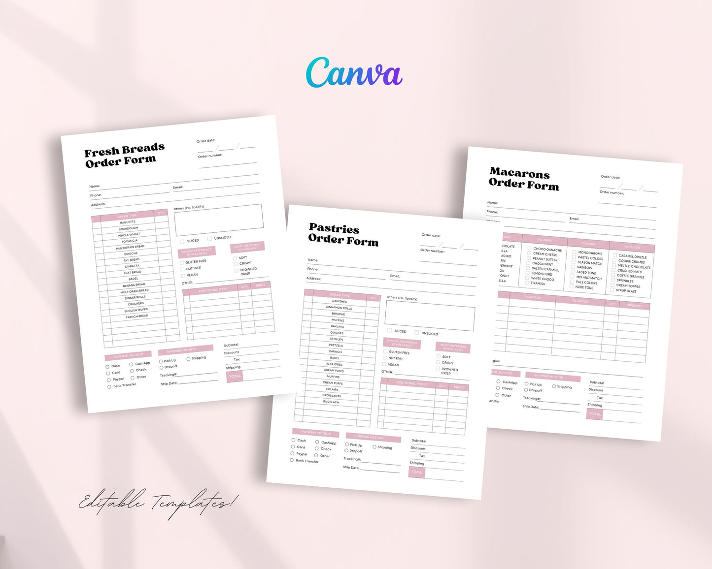 Cake Contract Printable, Contract form, Order Form, Business signs, Editable Canva Template, Bakery Small Business, US letter size