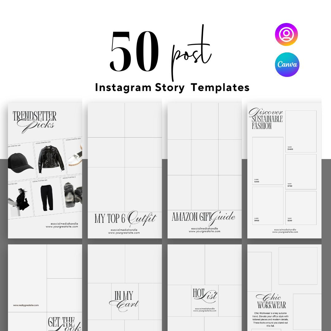 50 LTK Fashion Instagram Story Template 3, Social Media Template, Instagram Fashion Post, LTK Fashion Social Media, Editable Canva