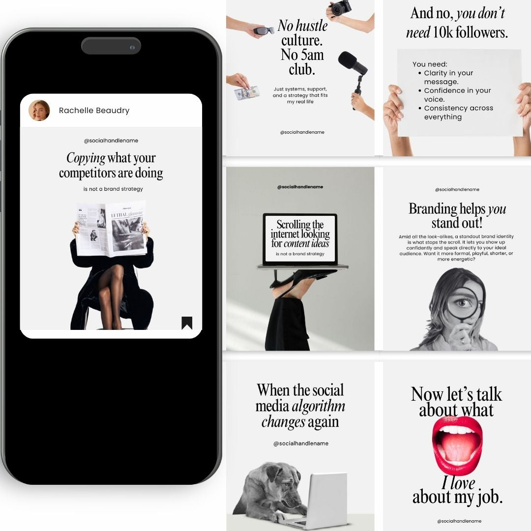 Branding Instagram Beige Aesthetic Trendy Post, Content Coach Business, IG Feed Social Canva