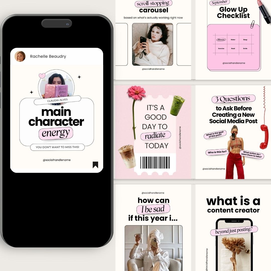 Girly Instagram Beige Aesthetic Trendy Post, Content Creator, IG Feed Social Canva