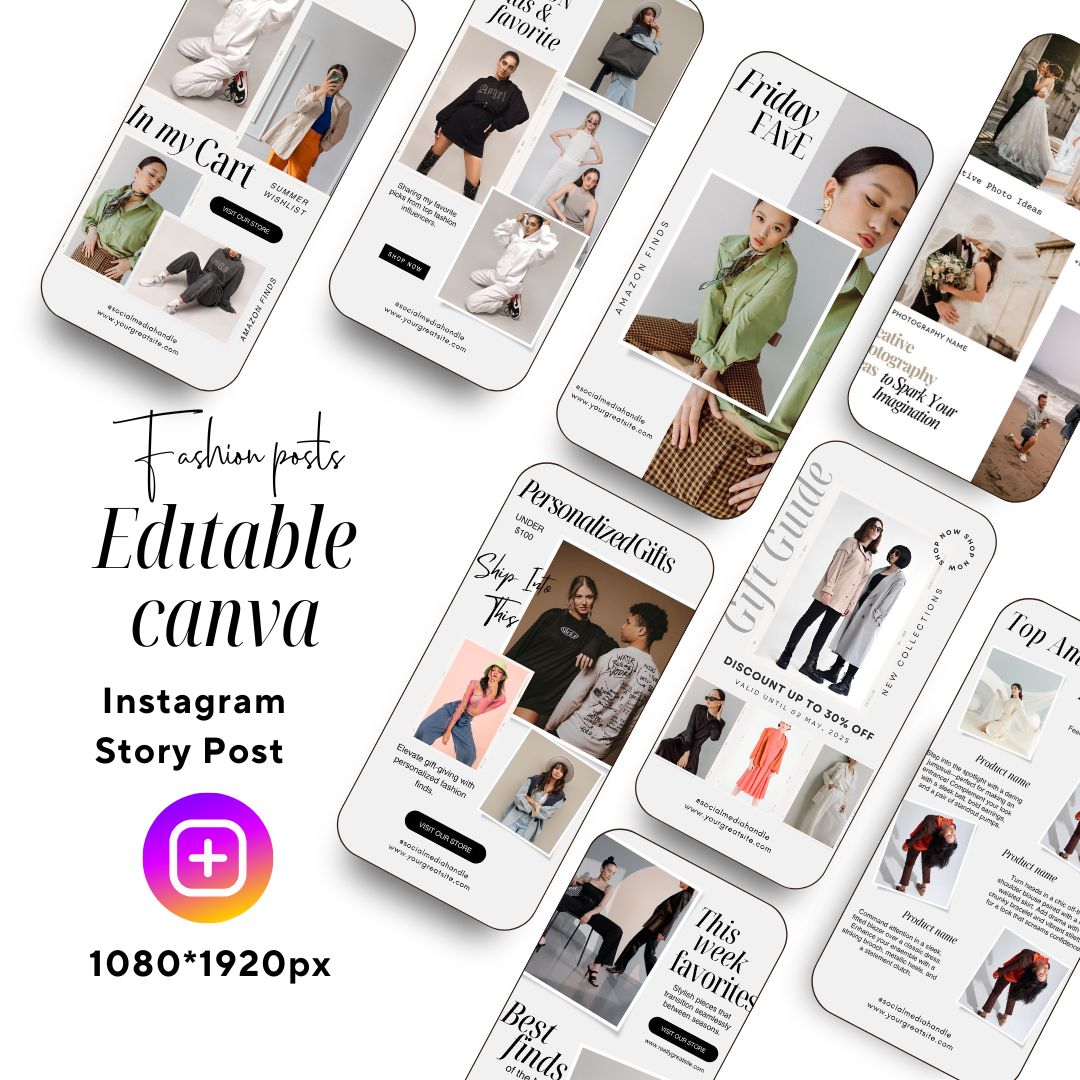 50 LTK Fashion Instagram Story Template, Social Media Template, Instagram Fashion Post, LTK Fashion Social Media, Editable Canva