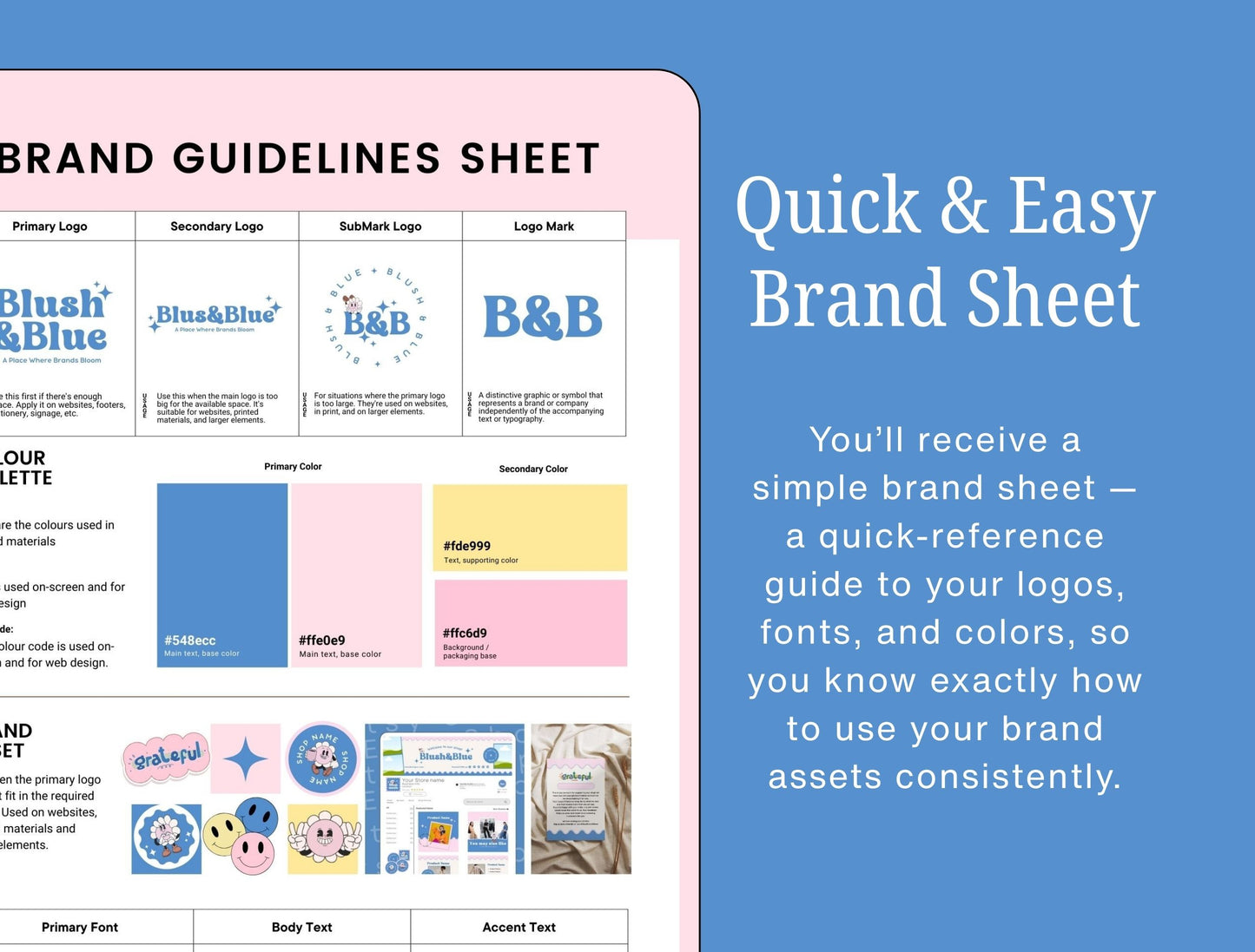 Branding Kit Blush & Blue Canva Templates Product Fashion Coach Etsy Kit Shop