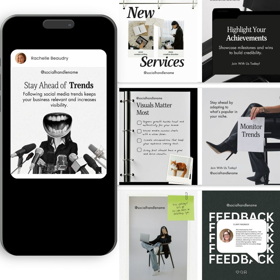 Social Media Manager Instagram Neutral Aesthetic Trendy Post, SMM IG Feed Social Canva