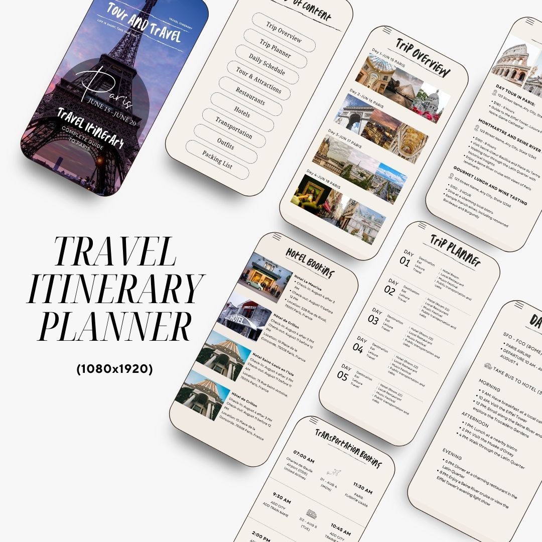 Travel Agency Bundle, Intake Booking Forms, Itinerary Templates, Mobile Itinerary, Traveling Guide, Business Cards, Editable Canva Templates