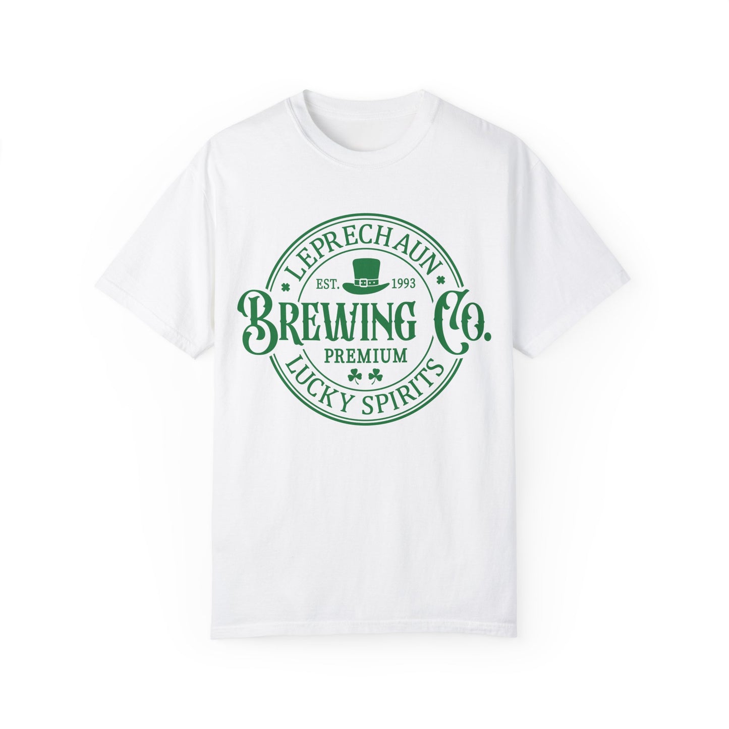 Leprechaun Brewing Co Lucky Spirits Unisex Garment-Dyed T-Shirt - Casual Vintage Style for Everyday Wear