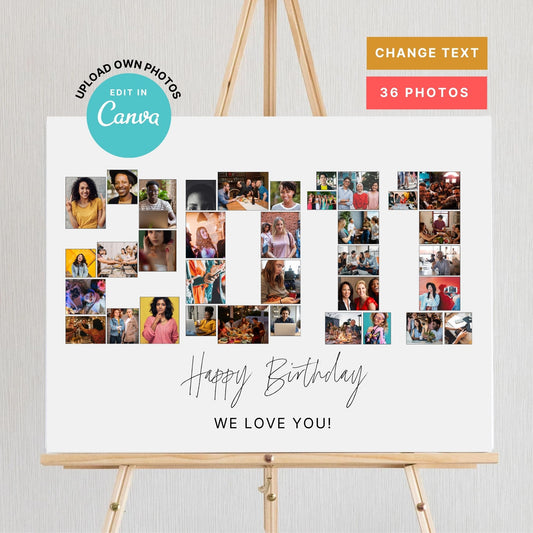 EDITABLE 2011 Photo Collage, Photo Collage Gift, Number Collage, CANVA