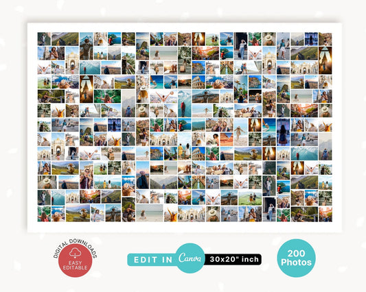 EDITABLE 200 Photo Collage, Landscape Welcome Sign, Poster Sign, Canva, DIGITAL