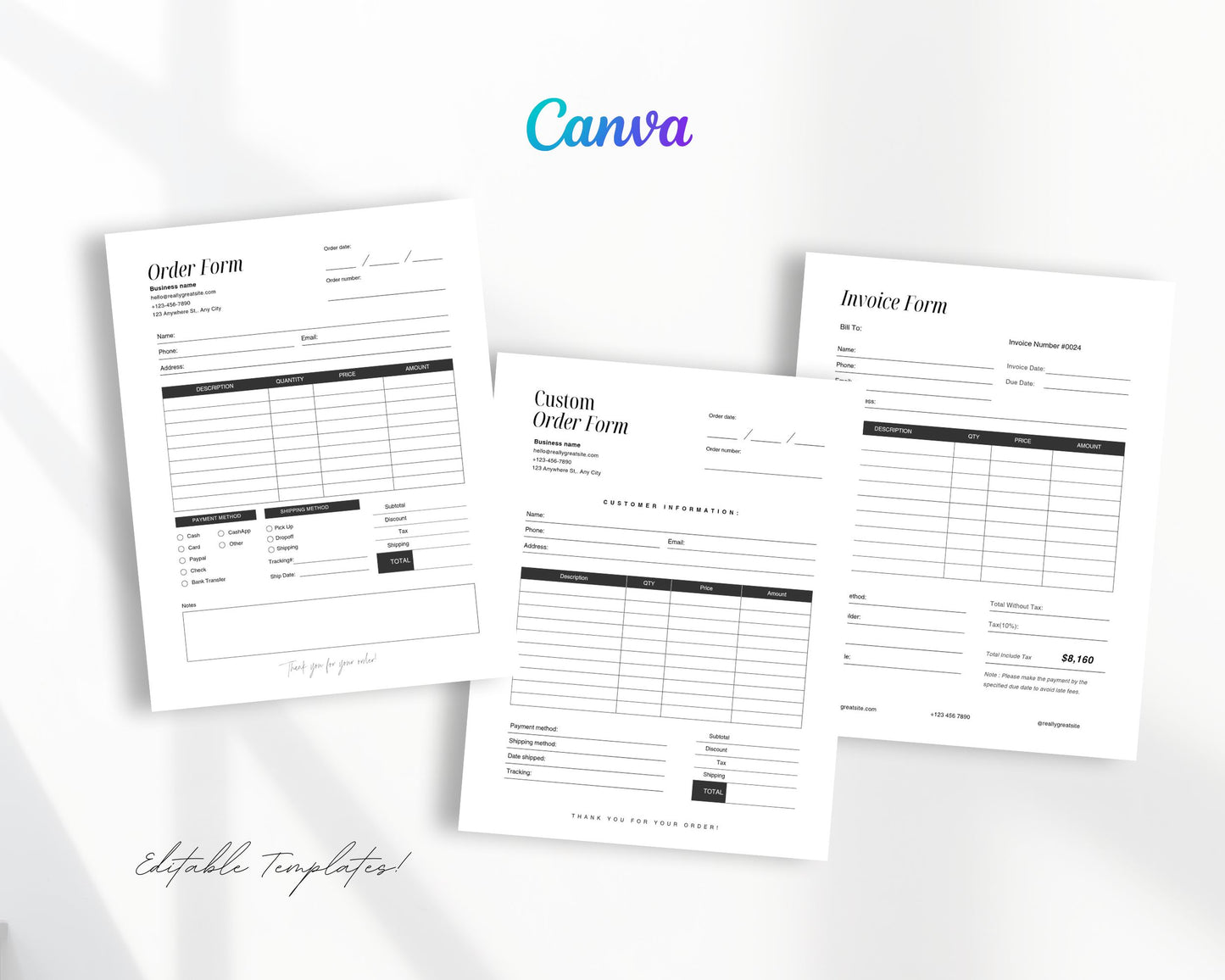 Cake Contract Printable, Contract form, Order Form, Business signs, Editable Canva Template, Bakery Small Business, US letter size