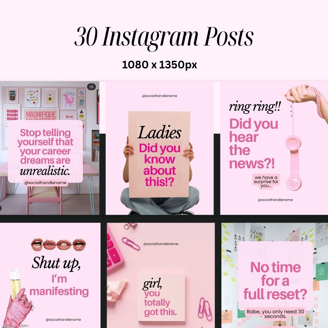 Branding Instagram Pink Aesthetic Trendy Post, Content Coach Business, IG Feed Social Canva