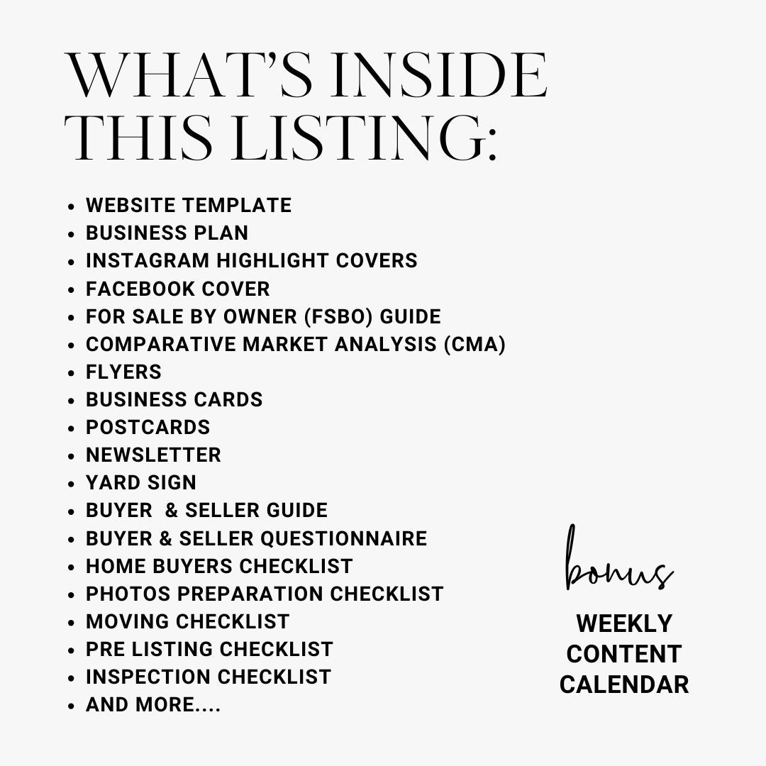 Real Estate Template Bundle, Canva Bundle, Canva Templates, Instagram Templates, Guide, Checklist and Newsletter, Realtor Templates