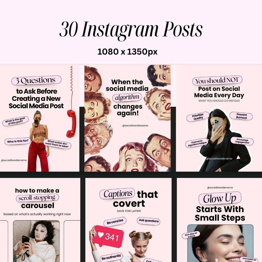 Girly Instagram Pink Aesthetic Trendy Post, Content Creator, IG Feed Social Canva